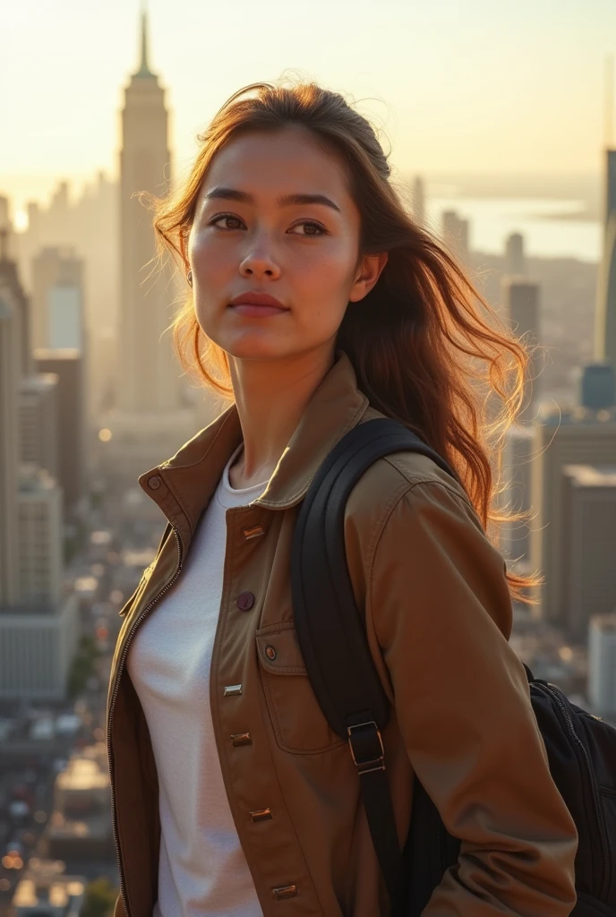 Create an image of this person woman 2. "I&#39;m going to..."
   - "...start my own business."
   - "...Travel to new countries and explore different cultures."
   - "...learn a new language and improve my skills."