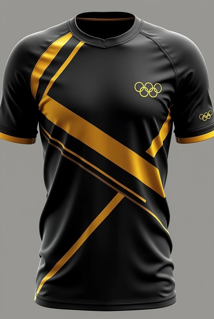 Black and gold Olympic themed interclass shirt that fits all colors