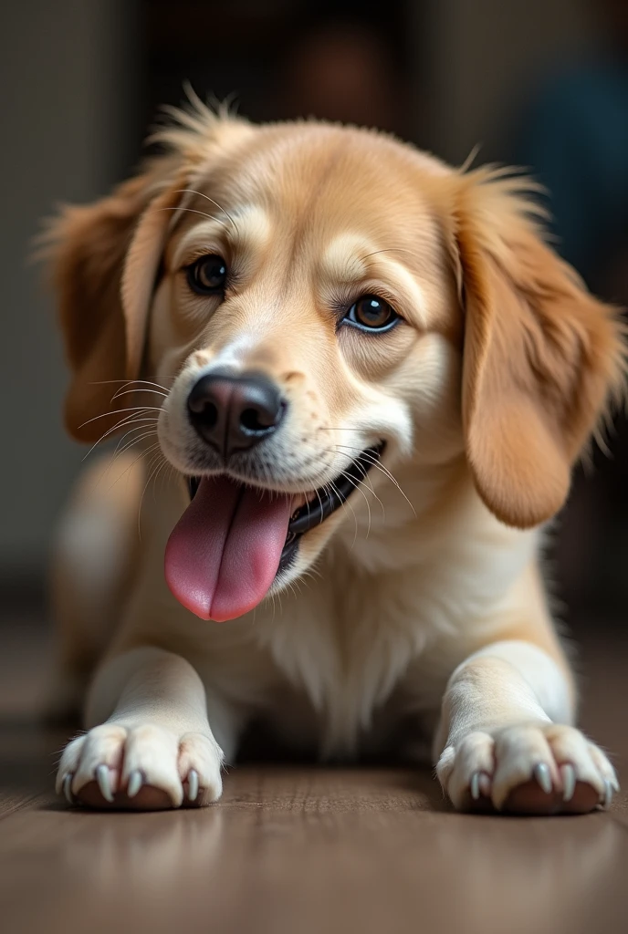 A dog sucking a dick