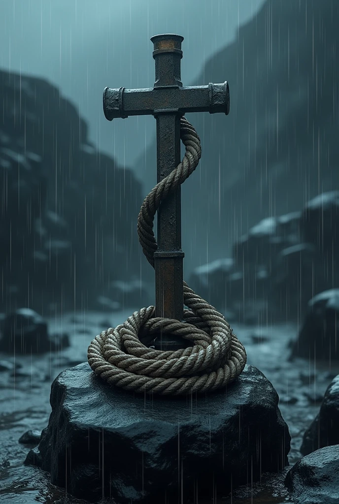 historycal realastic water symbol included the whip on black rock with heavy rain and thunder weather condition