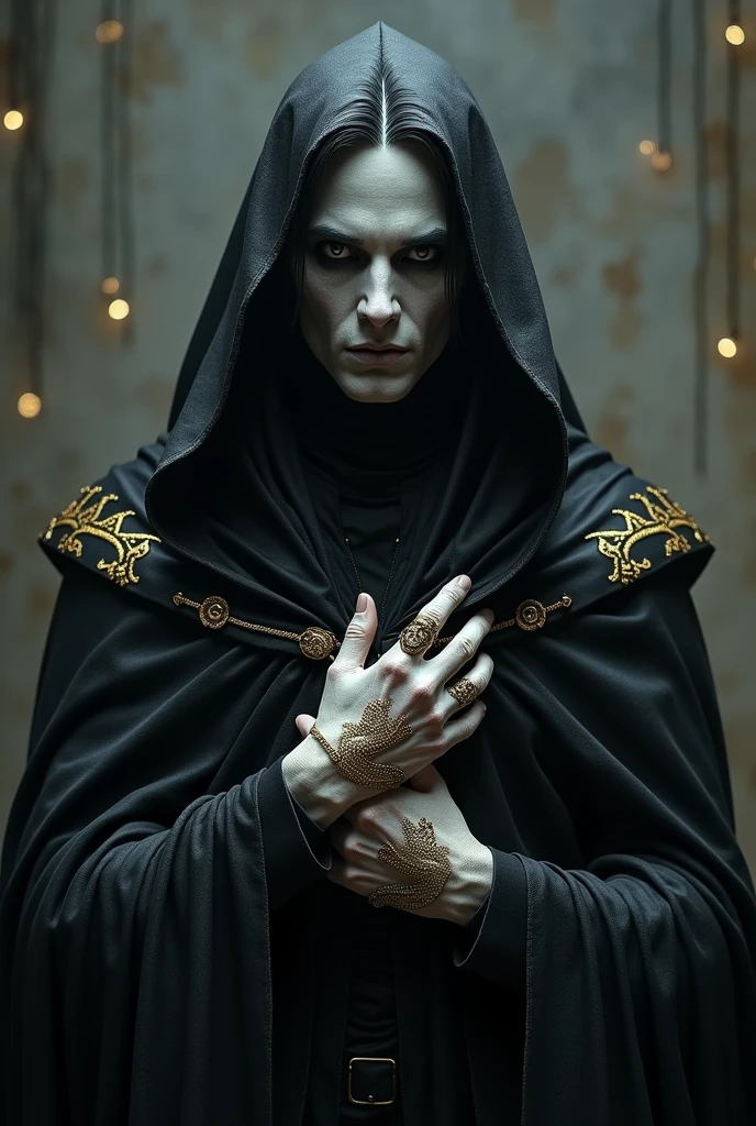 The Prince of Darkness is a mysterious and powerful image of the essence of evil, personifying the dark and secretive aspects of the universe. His appearance evokes horror and awe, reflecting his inner darkness and terrible power.
The appearance of the Prince of Darkness has an exquisite gloom and demonic charm. His pale face, almost colorless, like made of marble, decorate deep eyes with dark brown - eyes, which seem to contain bottomless emptiness and evil wisdom. Sharp facial features are glimpsed, emphasizing his severity and authority, and thick, black hair, as if wrapping around him, create the impression of impenetrable darkness.
He is wearing a dark cloak, made from the densest satin, which seems to absorb light and vibrant colors. Gold patterns glitter on his chest, curved in ominous patterns, symbolizing his power and status in the underworlds. On the Prince’s fingers shine rings with the motionless eyes of dragons and snakes - a sign of his connection with the forces of darkness and chaos.
Every step of the Prince of Darkness is shrouded in a gloomy, chilling breath, his presence fills the air with ominous energy, which makes the souls of mortals tremble. His voice is deep and powerful, sounds like thunder, piercing the hearts with fear and horror.
The Prince of Darkness is the embodiment of evil and darkness itself, who lives in the depths of the universe, where the light does not penetrate and only courage and goodness can resist its power.