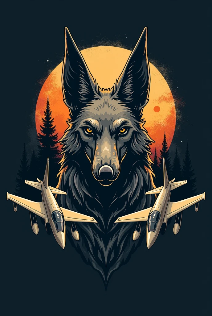 Military logo uniting the head of a jackal (Anubis) and a T-27 aircraft of the Brazilian Air Force with two aircraft