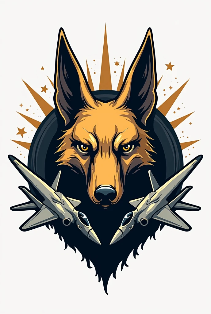 Military logo uniting the head of a jackal (Anubis) and a T-27 aircraft of the Brazilian Air Force with two aircraft