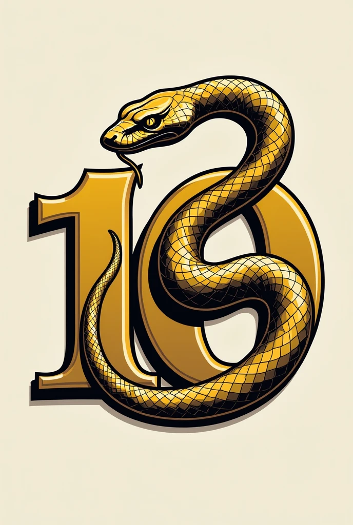 a snake wrapped around the number 10 for a team shirt, a better snake, gold color