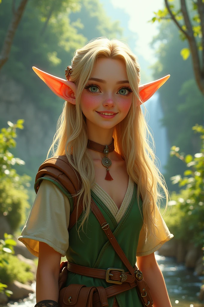 ((Best Quality))) (((High Definition))) (((8k))) (character) 20 andrs old girl, ((adventurous)) elf, ((beautiful)) and ((happy)), ((Band the chestnut)) and ((by the wide)).
