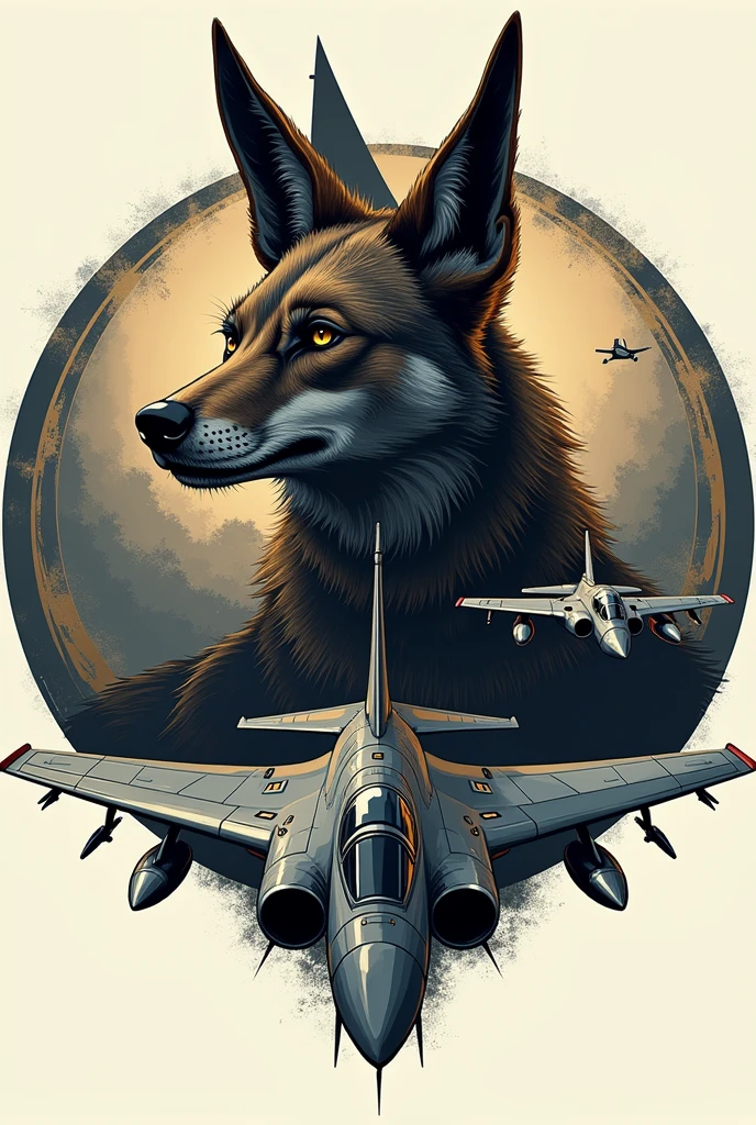 Military logo uniting the head of a jackal (Anubis) and a T-27 aircraft of the Brazilian Air Force with two aircraft