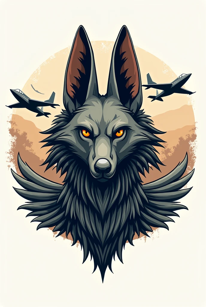 Military logo uniting the head of a jackal (Anubis) and a T-27 aircraft of the Brazilian Air Force with two aircraft