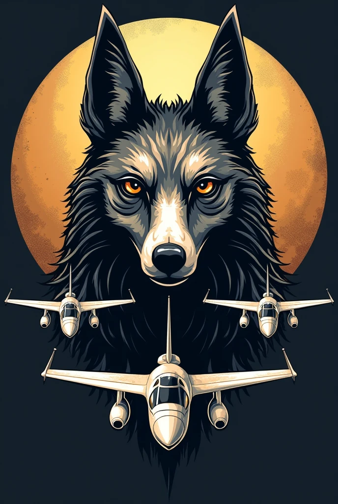 Military logo uniting the head of a jackal (Anubis) and a T-27 aircraft of the Brazilian Air Force with two aircraft
