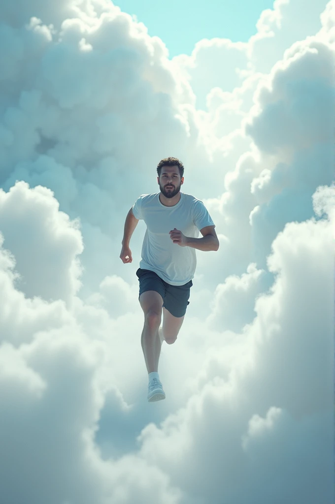 A man running through clouds