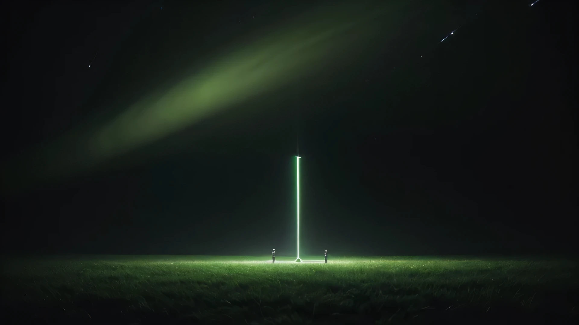 photo of the universe where football is the main author, green and white lights everywhere amidst the darkness of the universe