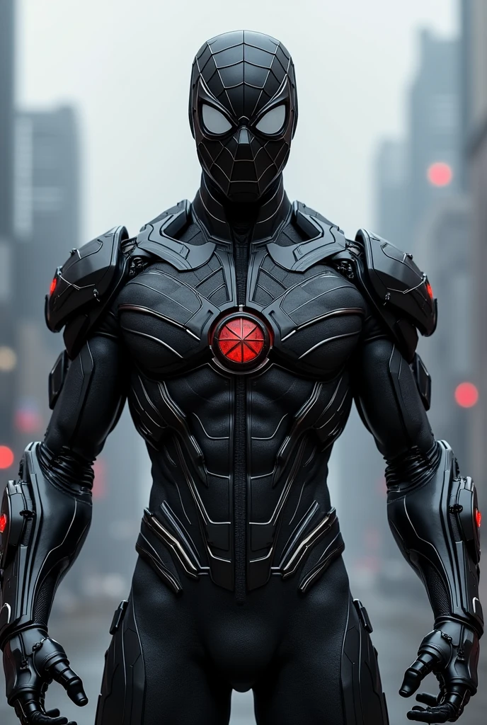 Black spiderman with iron man suit 4k wallpaper