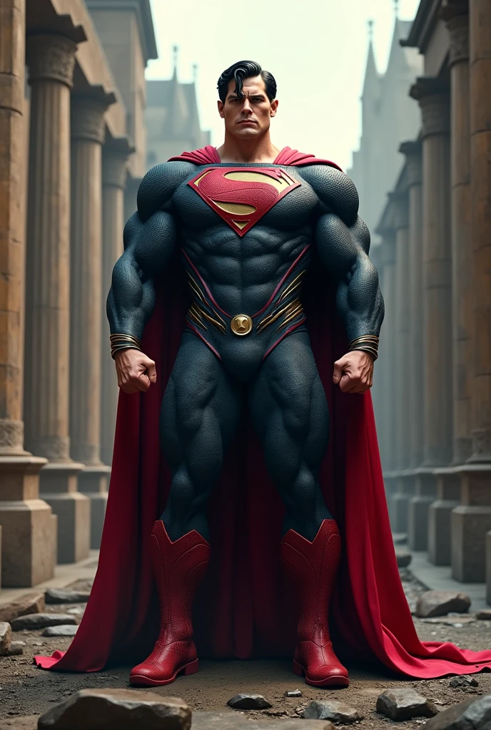 Full body a superman, standing facing the camera, realistic, a very muscular body in the renatosphere, epic 3D realism, swollen muscles, big fists, best in wlop, kan liu, daz3d, trends in CGsociety, hyper-detailed realistic style, full cosplay, by Ric Nagualero, album, hyung tae kim, 8k, unreal engine 5, cinematic composition, hyper-detailed realistic portraits, 3D game art, cg society, fantasy art, season hd art, realistic aesthetic, cinematic lighting, edge light, soft light, film edge light, fine glow, ultra-detailed, 8k, realistic use of light and color, cinematic light, rendered in cinema4d 500–1000 ce -- ar 3:4 --niji 6