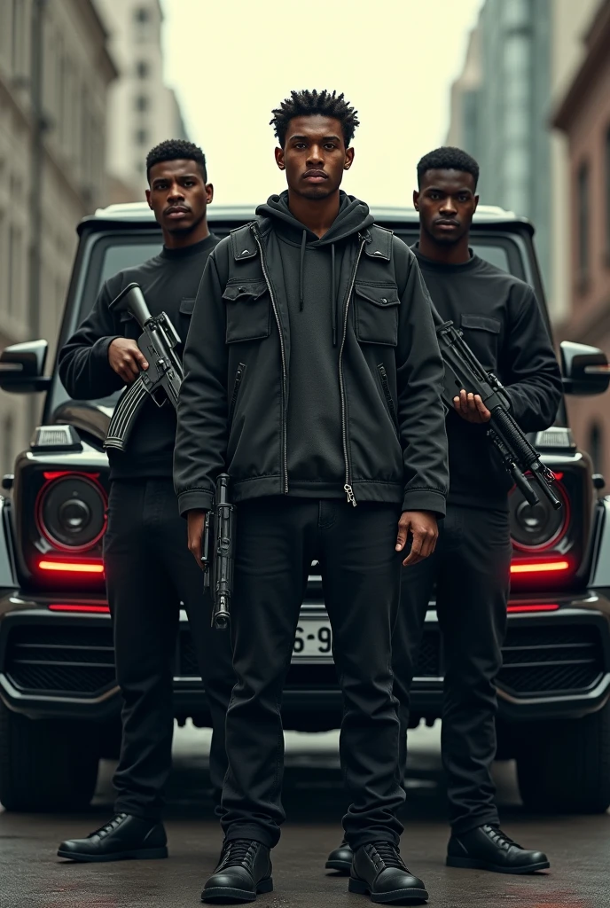 young man Standing with gangsters with ak47 back side g63 vagain