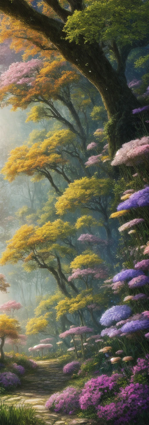 masterpiece, best quality, high quality,extremely detailed CG unity 8k wallpaper, An enchanting and dreamy scene of a fantasy forest, with towering trees, glowing mushrooms, and hidden fairy glens, creating a sense of mystique and enchantment, artstation, digital illustration, intricate, trending, pastel colors, oil paiting, award winning photography, Bokeh, Depth of Field, HDR, bloom, Chromatic Aberration ,Photorealistic,extremely detailed, trending on artstation, trending on CGsociety, Intricate, High Detail, dramatic, art by midjourney