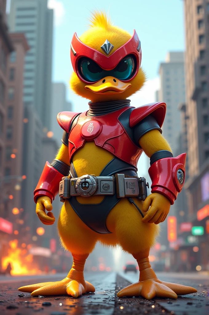 A duck as a Power Ranger