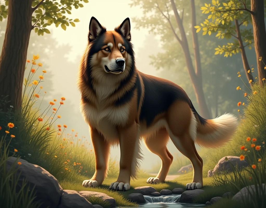A big paithful dog ai image