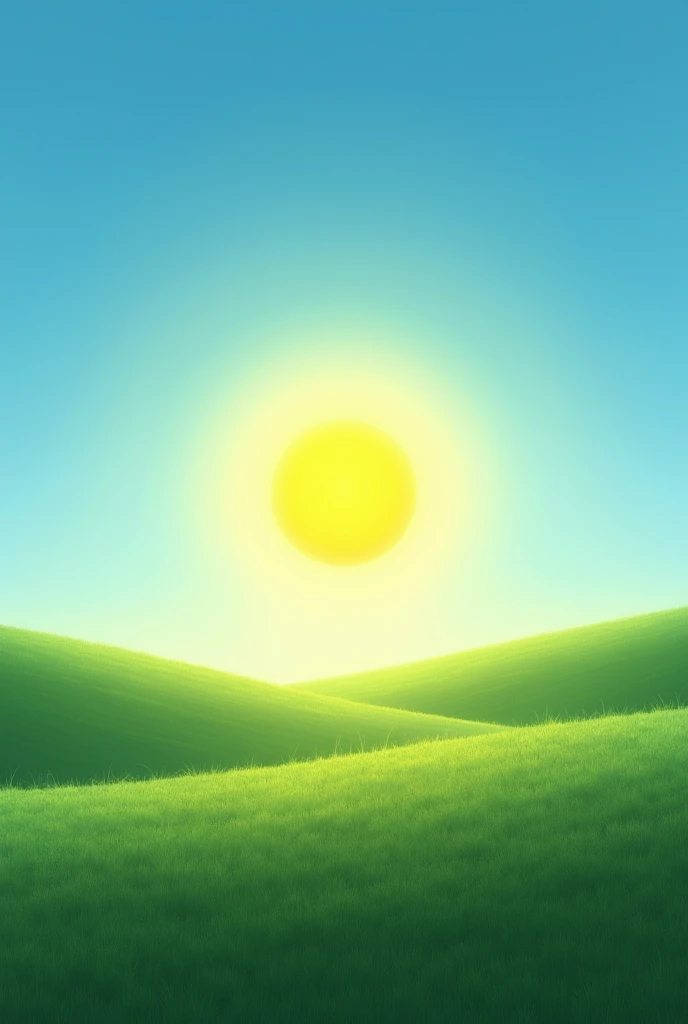 The sun in the clear sky over the field