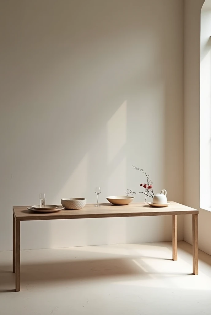 I want you to make me a position (mesa) Square, long for an exhibition, This table should contain elements related to Switzerland, It should be elegant and not so saturated, On that table there will be 4 dishes presented, a little more decoration