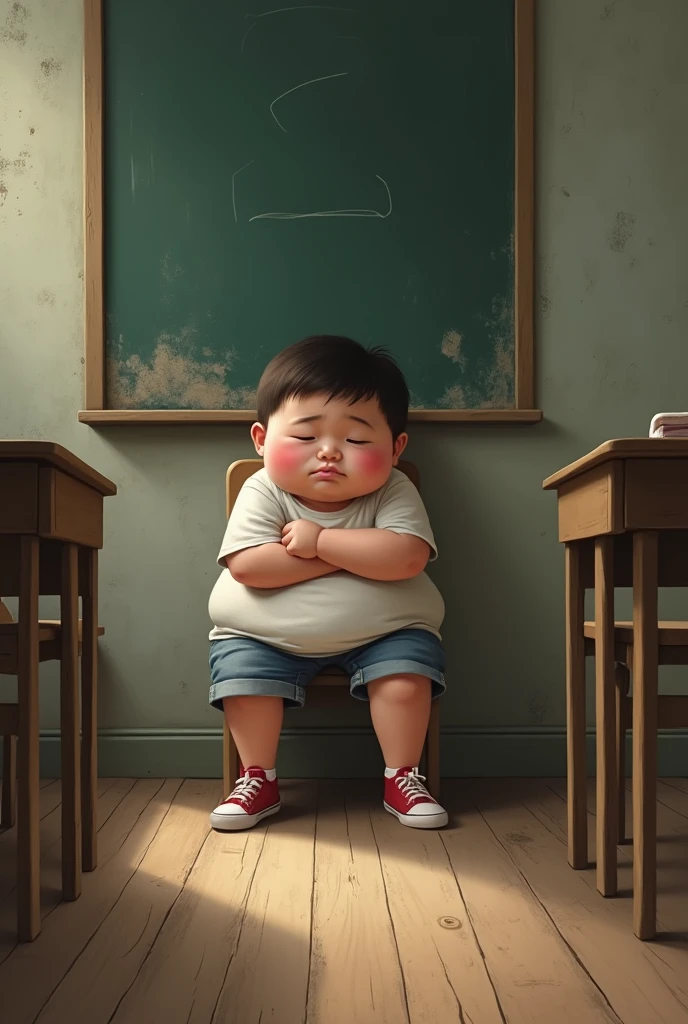 Fat boy punished in the thinking corner