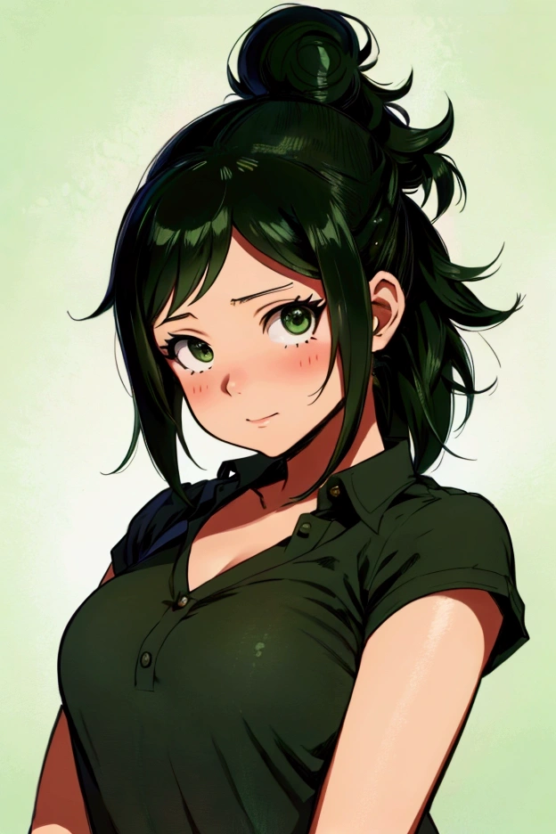 (inko midoriya),(BNHA),(young she is slim, pretty, and young woman who has short green hair with a ponytail on the left side.)