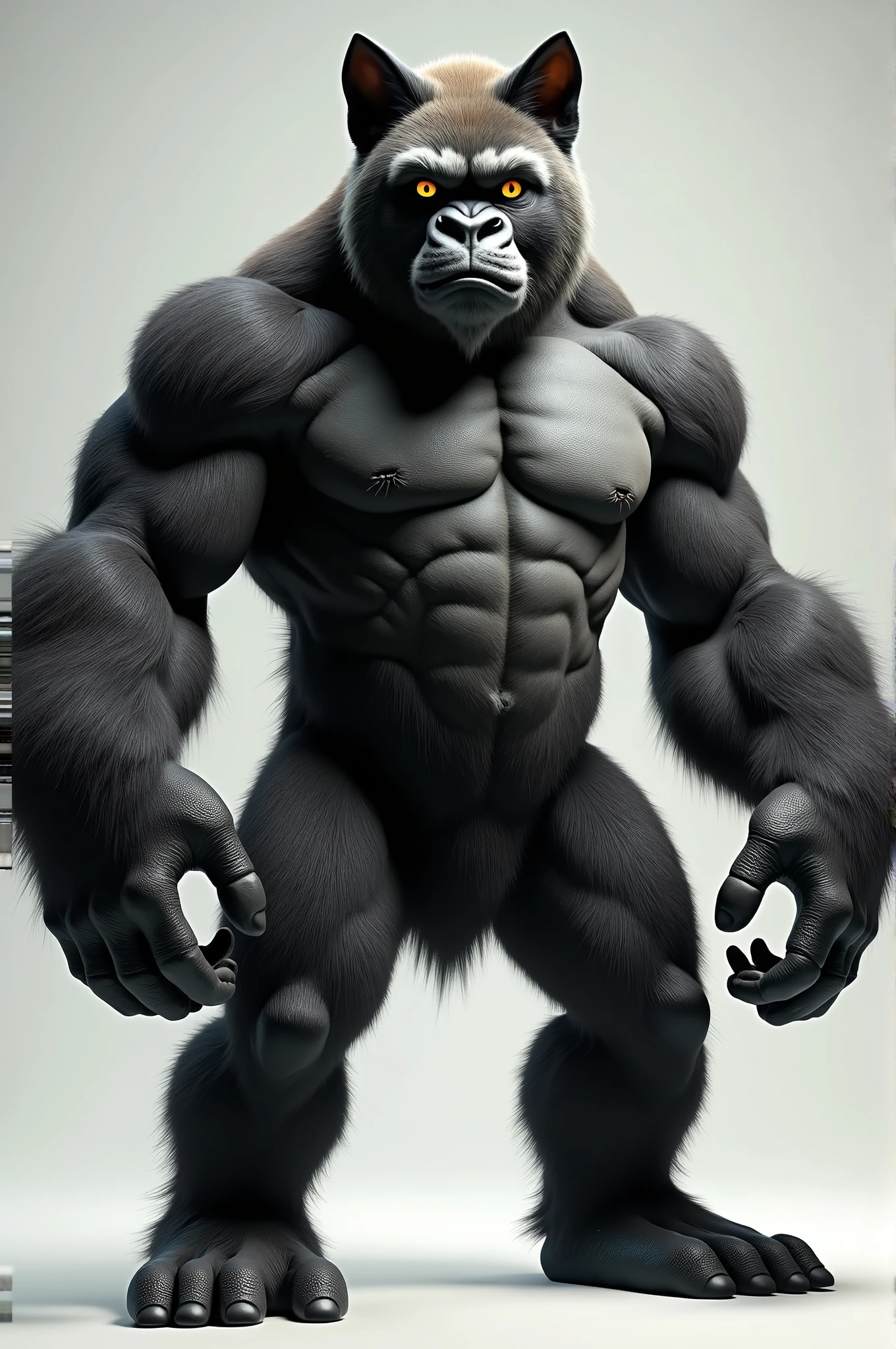 Gorilla plus cat body builder look 
