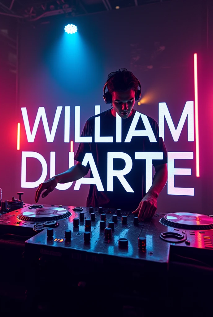 Typography of the name &#39;&#39; WILLIAM DUARTE &#39;&#39; with a DJ theme