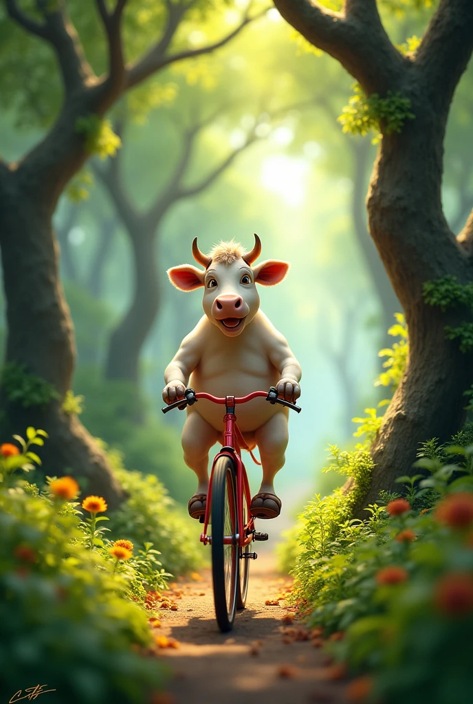 Cow cycling in the honest Long tree 