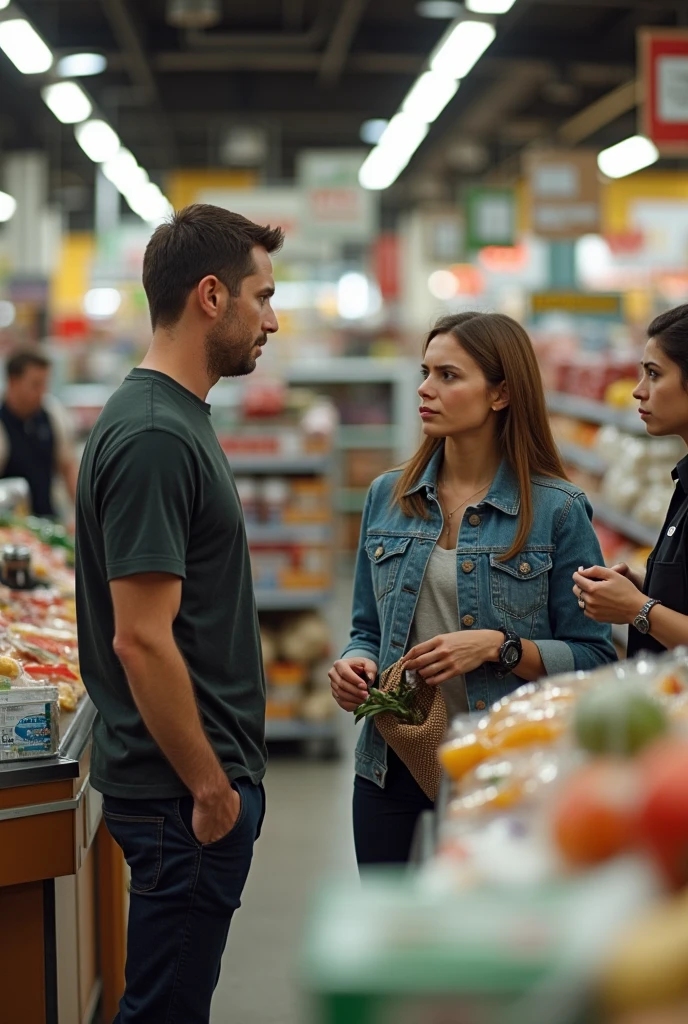 A shot of a celebrity in a grocery store at the checkout. He is standing next to a fan who is so starstruck that she is unable to find money in her
bag and keeps on looking to find it. The fan is standing finding money and the cashier keeps looking at her with an annoyed face. the celebrity from the other counter is getting his groceries packed . The girl looks panicked as she’s unable to find stuff in her bag
They are standing in two different lines next to each other