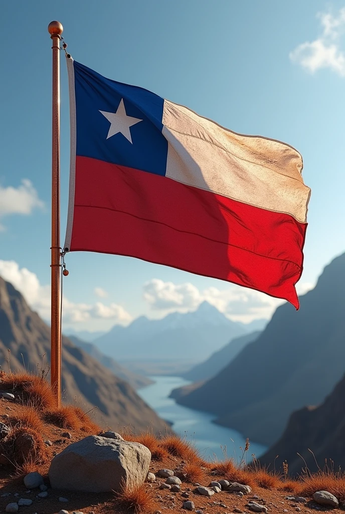 Chilean flag with copper