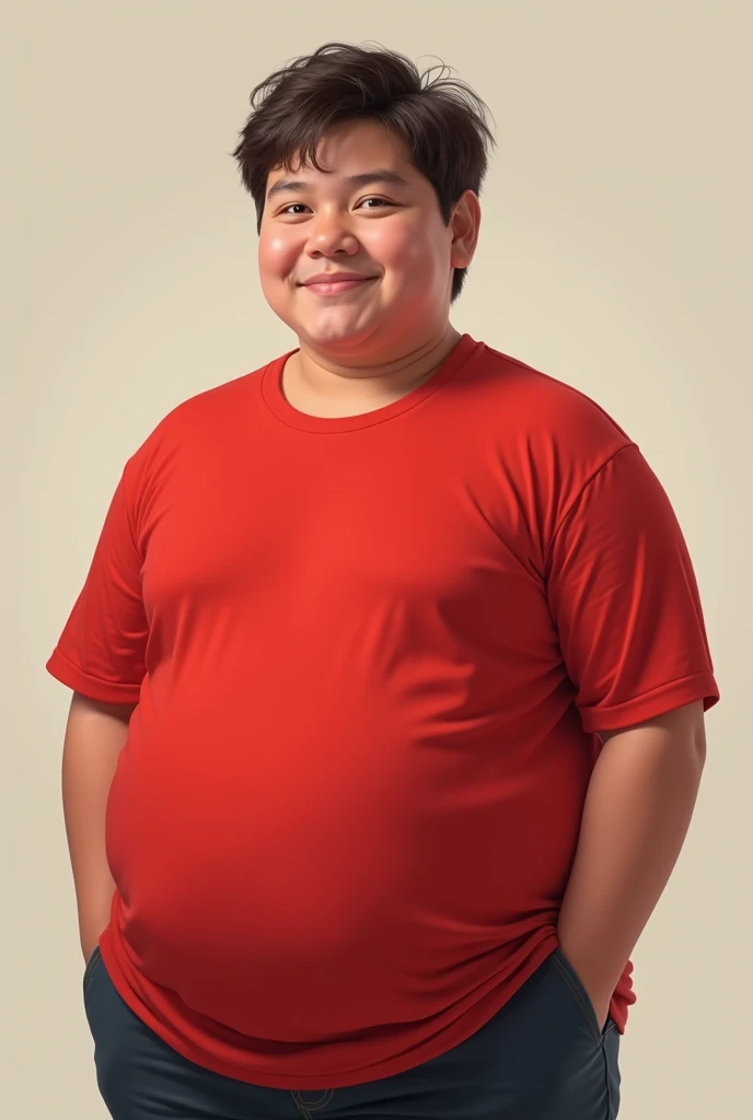 ??? around 14 1,70cm in height red shirt , stomach wider than the shoulders
