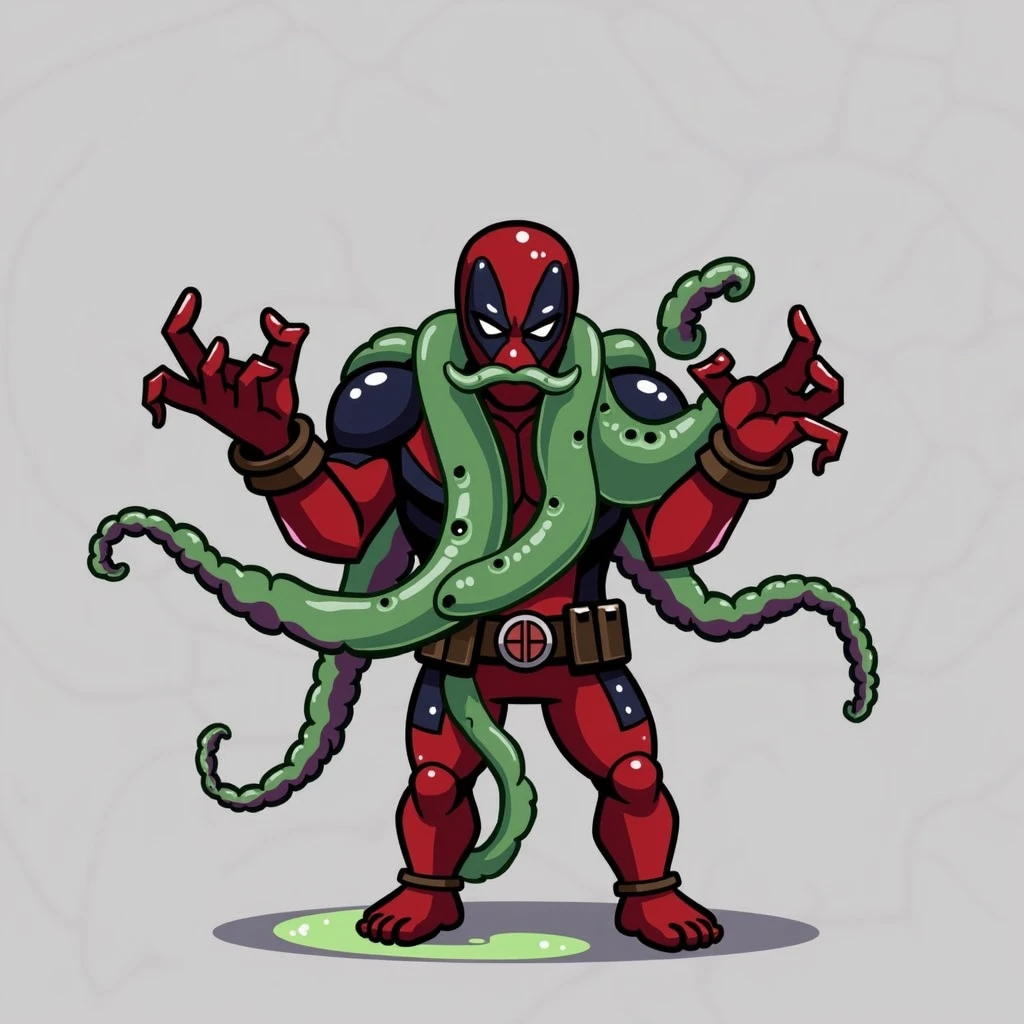 Marvel Heroes, Deadpool, Tentacle entanglement, uniform, Binding hands togethe, Foreign object invasion, monster ????????, wet, slime, tentacles, slimy tentacles, monster and human ????????, Tentacles wrapped around the body, Insert tentacles into the body