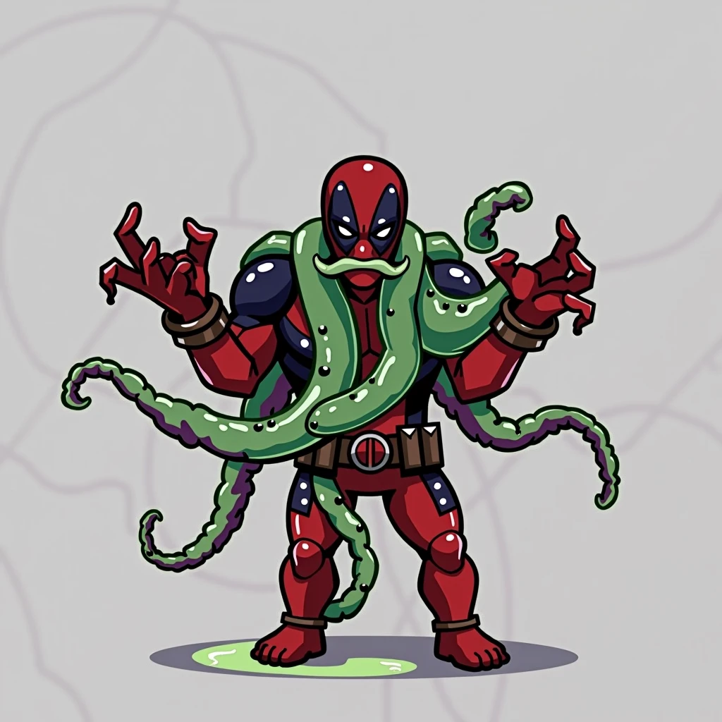 Marvel Heroes, Deadpool, Tentacle entanglement, uniform, Binding hands togethe, Foreign object invasion, monster breeding, wet, slime, tentacles, slimy tentacles, monster and human breeding, Tentacles wrapped around the body, Insert tentacles into the body