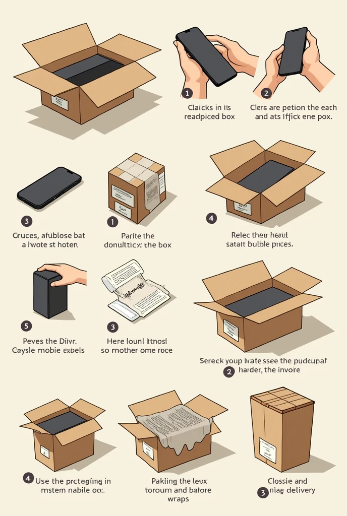 Box preparation:
Select a box that is the right size for your mobile device..
if necessary, Reinforce the bottom of the box with extra tape for added security.
Mobile protection:
If the mobile has its own box:
Check if the box is in good condition..
Wrap the box in bubble wrap for extra protection..
Place the box inside the cardboard box.
If the mobile does not have a box:
Carefully wrap the mobile with bubble wrap, ensuring that all parties are protected.
Place the protected mobile inside the cardboard box.
Filling the box:
Use bubble wrap or other padding material to prevent the mobile from moving around inside the box during transport..
Make sure the mobile is securely fixed and protected.
Identification and invoice:
Attach the identification label to the outside of the box, with clear and legible information.
Insert the invoice inside the box, next to the mobile.
Closing the box:
Close the box with tape, ensuring that it is well sealed.
Disposal of empty boxes:
If there are empty boxes, place them in plastic bags and dispose of them properly.
