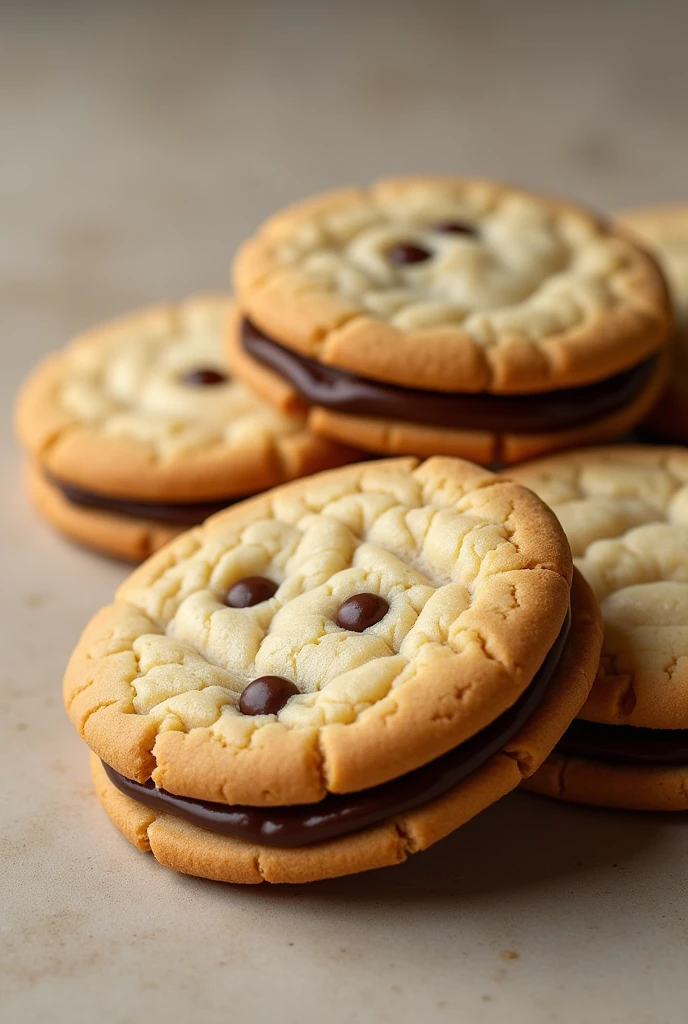 Handmade butter cookies, big teats, filled with chocolate