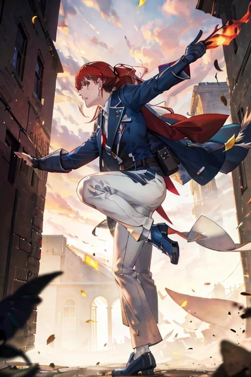 women, superhero in red clothes, white and blue, Panamanian clothing, Panama flag.
