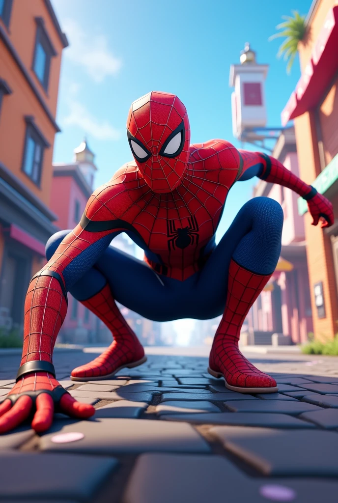 Spiderman playing Fortnite