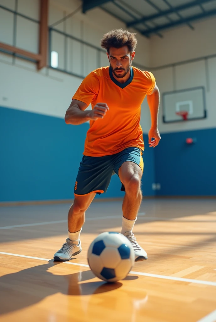 A person playing handball making a dribble pass