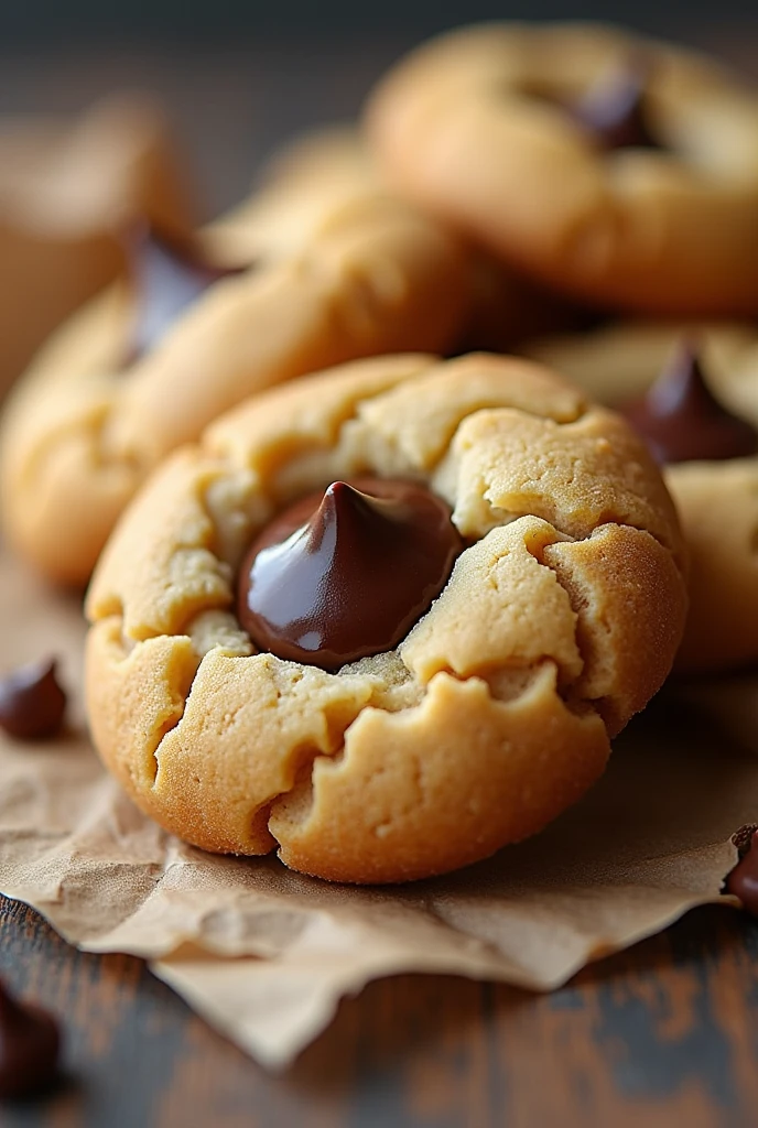 Handmade butter cookies, big teats, filled with chocolate
