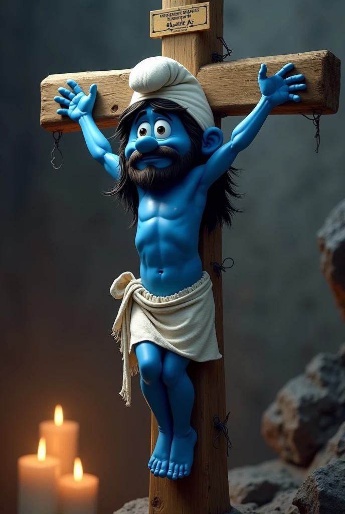 Jesus smurf na cruz