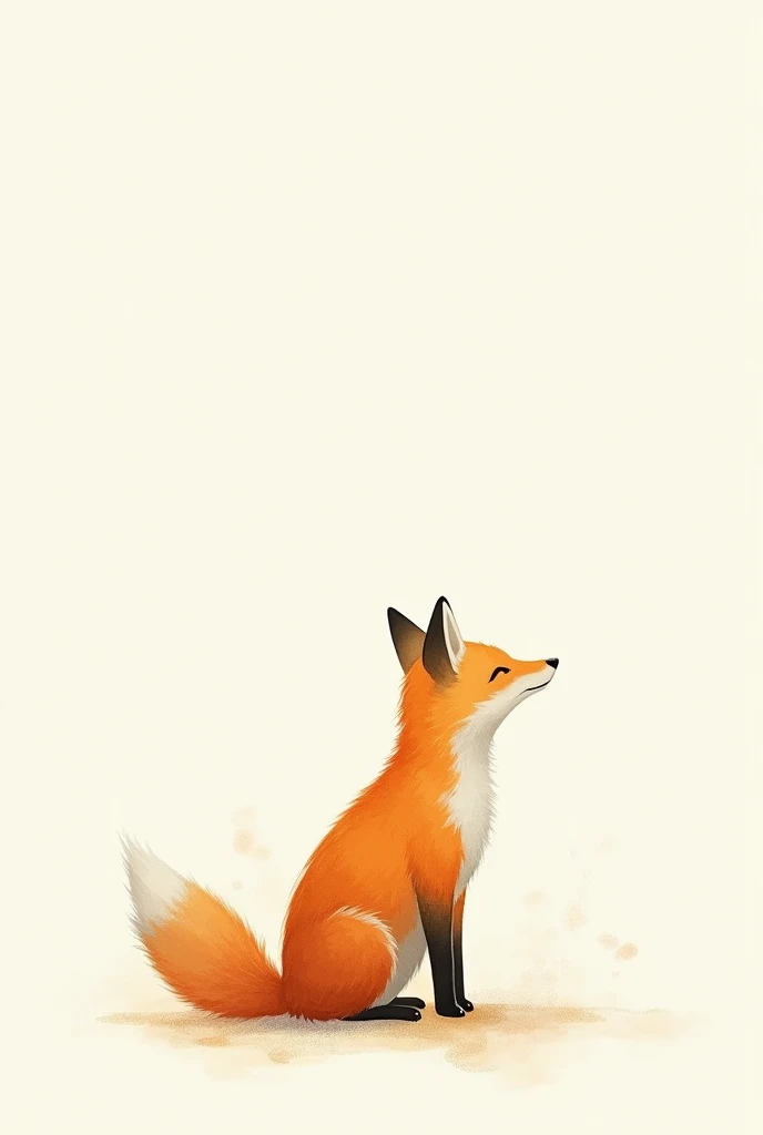 (illustration), orange fox, without expressions, pale colors, faint and rough scribble lines, water colour, melancholic white background, drawning