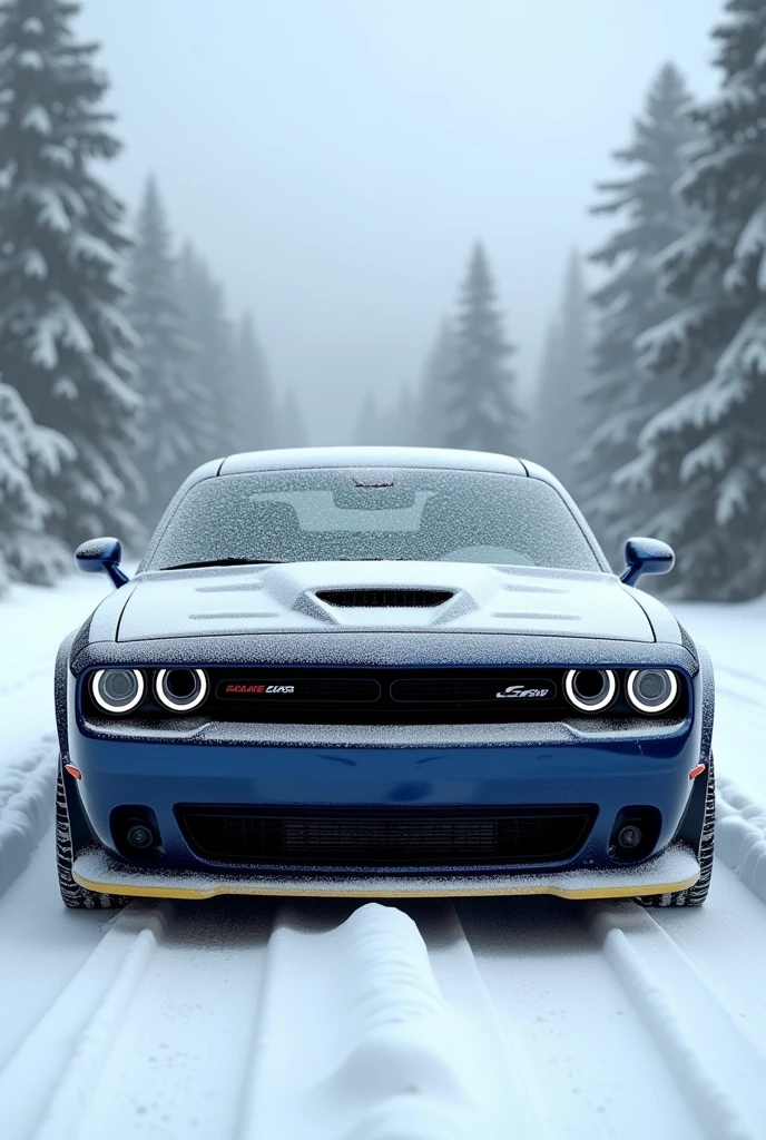Create a new luxury car Dodge challanger with a snow effect