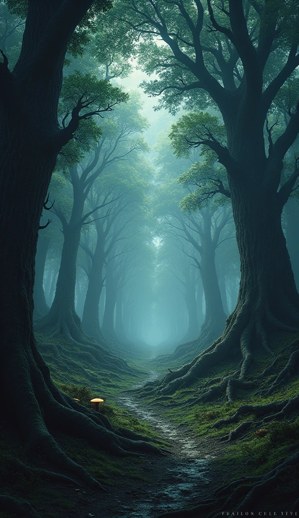 A dark forest background for an RPG game