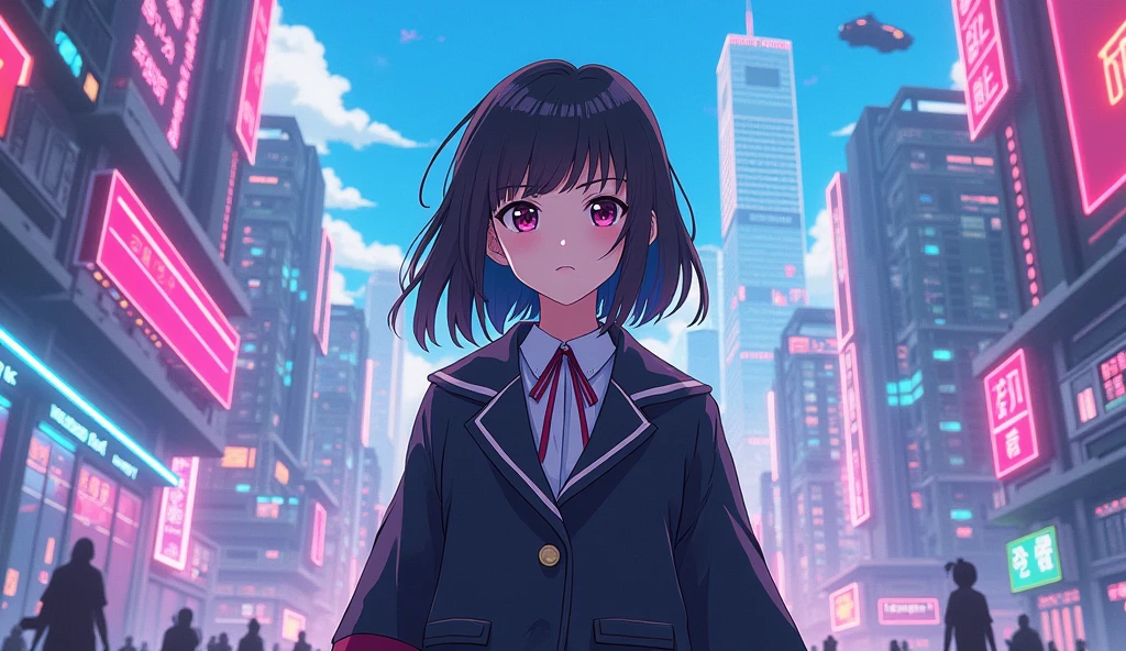 アニメ, Teenage girl, futurist, schoolar uniform