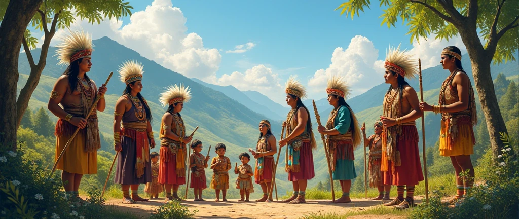 Indigenous peoples: Diversity of cultures, languages and ways of life. Leave the left side and top half of the image empty for text placement. realistic styling, high resolution.”