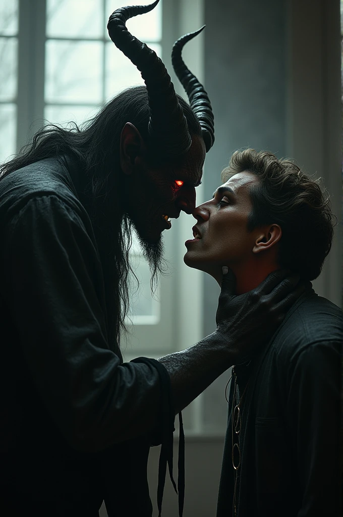 Photos of Satan talking into people's ears