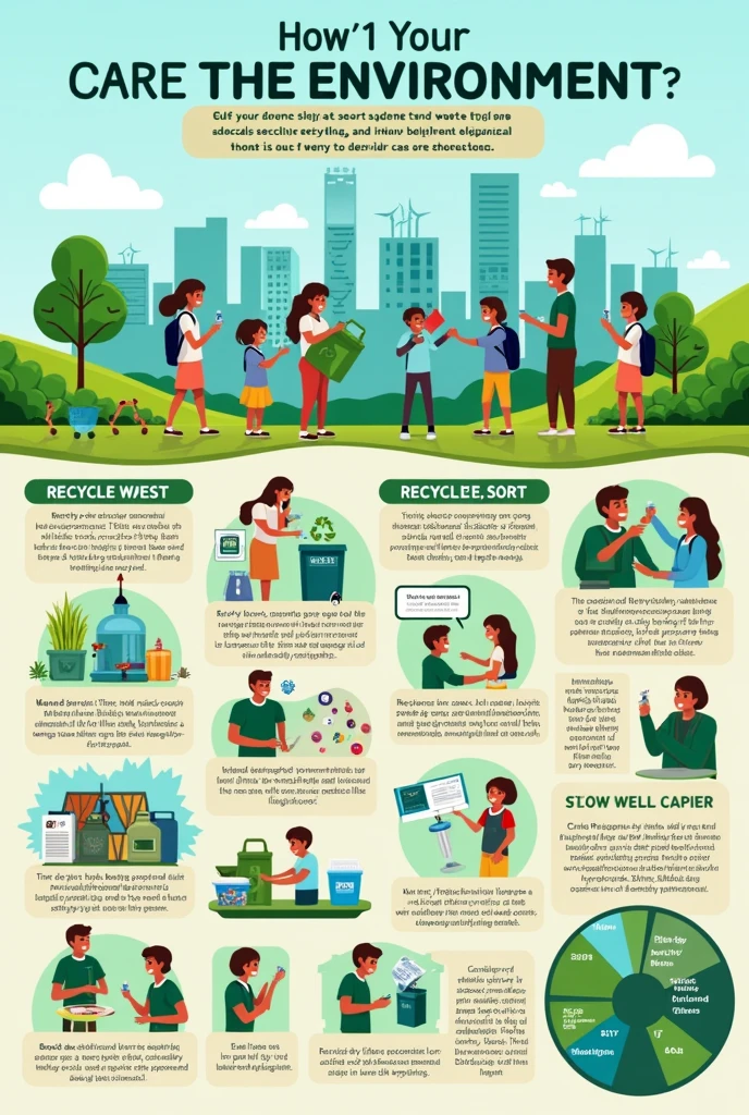 Create a poster on how to take care of the environment step by step by recycling for a school project