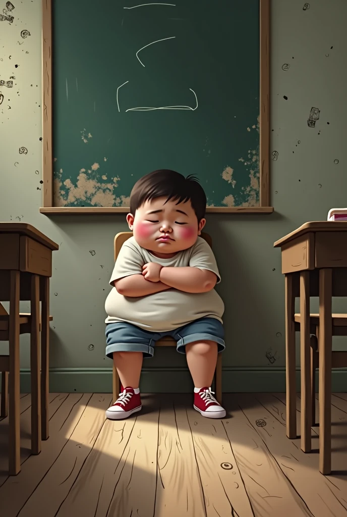 Fat boy punished in the thinking corner