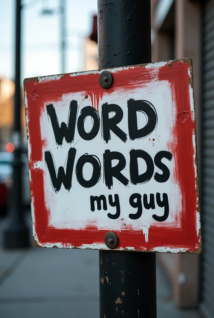 Sign that says just 4 letters, "Fuck my guy"