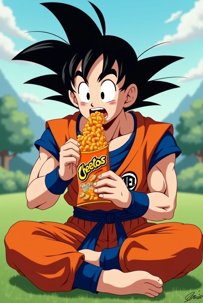 Goku Eating Some Cheetos