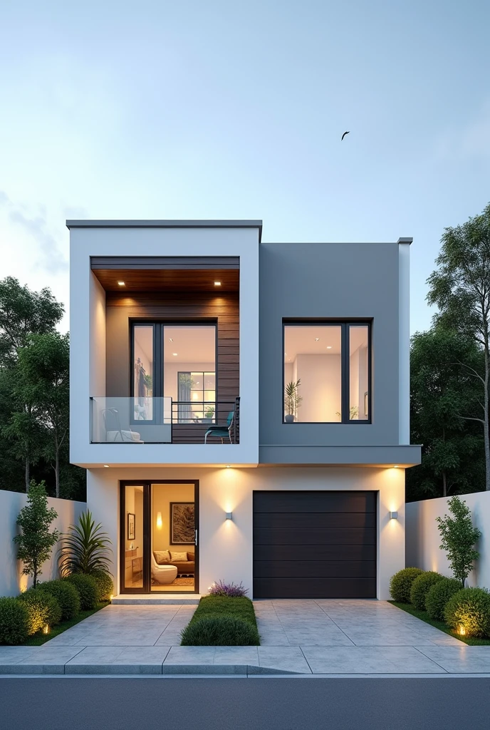 make a drawing of a popular house with a 6m front, 60m2² area, with 1,5m setback at the front, behind and on the right and left sides. With a room, kitchen, bathroom and two bedrooms.
